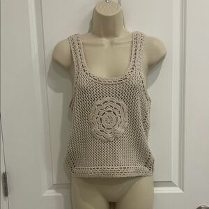 Beige Crochet Tank Top